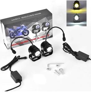 Faro de Niebla <span class=keywords><strong>BAOBAO</strong></span> Bicolor Blanco y Amarillo de 12V con 3 Cables, Mini Sistema de Luces de Conducción para Motocicleta, Universal para Bicicleta, Venta al por Mayor de Fábrica - Product Image 1