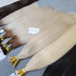 Cabello natural negro para mujer y cabello a todo color Extensiones de cabello alineadas con cutícula virgen a granel Extensiones humanas 100 - Product Image 6