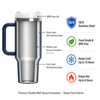 Gobelet isotherme en acier inoxydable à double paroi avec logo personnalisé, 20 oz, 30 oz, 40 oz, tasse à café de voyage, gobelet avec poignée