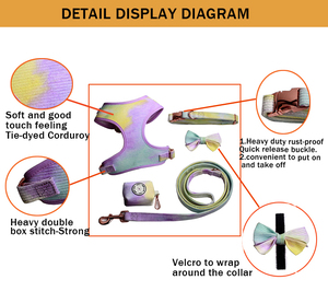 Pecheras mascotas conjunto colete para cachorro, 5 peças, veludo, com gravata borboleta, para animais de estimação - Product Image 3