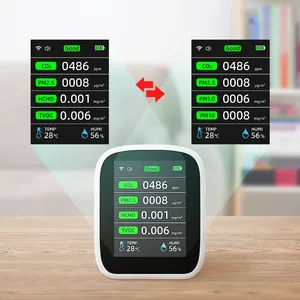 WIFI 8 1 เครื่องตรวจสอบคุณภาพอากาศ CO2 HCHO TVOC PM10 PM25 เครื่องวัดอุณหภูมิความชื้นจอแสดงผล LCD เกรดพลเรือน - Product Image 5