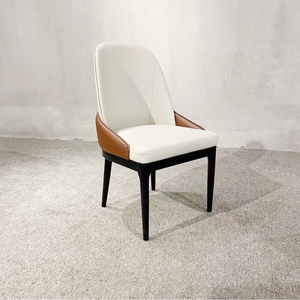 Sedia da Caffetteria con Gambe <span class=keywords><strong>in</strong></span> <span class=keywords><strong>Legno</strong></span> e Base Dorata <span class=keywords><strong>in</strong></span> Pelle Bianca per Lobby di Hotel e Ristoranti - Product Image 1