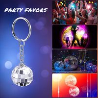 Porte-clés en caoutchouc sur commande personnalisée, ensemble de porte-clés boule disco colorée, porte-clés boule miroir argentée, design personnalisé pour fête à thème années 70, OEM
