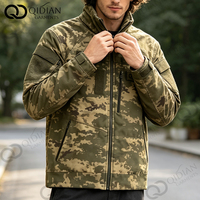 Veste Softshell Personnalisée pour Hommes, Camouflage Pixel, Col Montant, Capuche, Coupe Ample, Multi-Poches Zippées, Manteau Décontracté Chaud pour l'Extérieur, OEM