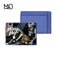 Porte-cartes en cuir personnalisé avec impression numérique sur le thème des skateurs rebéliens, avec un design rétro de personnage artistique hip-hop
