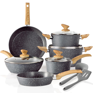 High Quality NonStick 12-Piece Aluminum Cooking <b>Pots</b> With Glass Lid Ceramic Coated Forged Non-stick Cookware Set - Product Image 1