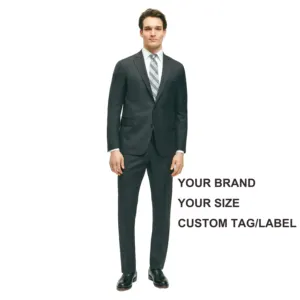 高品质定制男士办公商务套装灰色单排扣双扣TR男士面料套装