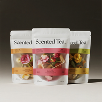 Sachet d'emballage en plastique refermable sur mesure, anti-odeur, avec fermeture éclair, pour thé, mini-sachet de thé parfumé