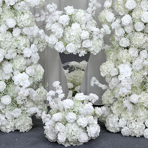 Arco de Flores Artificiales de Seda Densa Blanca Pura Realista de Alta Calidad con Rosas y Hortensias para Decoración de Fondo de Boda - Product Image 2