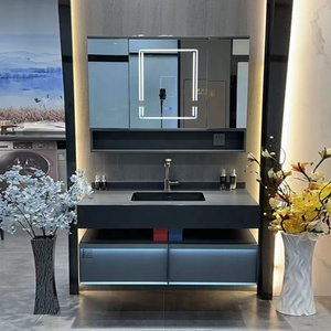 <span class=keywords><strong>Specchio</strong></span> da Bagno <span class=keywords><strong>Moderno</strong></span> a Induzione con Schermo Touch, Rettangolare, da Parete, con Luce LED e Armadietto Portaoggetti - Product Image 2