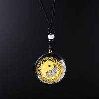 Collier Bagua en résine, obsidienne howlite blanche naturelle, pierre concassée, incrustation époxy, pendentif Tai Chi, ornement artisanal Feng Shui, cadeau