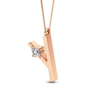 Colgante de Lujo con Inicial Personalizada, Diamantes Cultivados en Laboratorio VVS VS EF, en Plata de Ley 925 Chapada en Oro, Joya Personalizada - Product Image 3