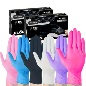 Gants jetables en nitrile fuchsia 20/100 pièces 3 mil <span class=keywords><strong>sans</strong></span> poudre et <span class=keywords><strong>sans</strong></span> <span class=keywords><strong>latex</strong></span> pour le nettoyage ménager, la cuisine et les esthéticiennes - Product Image 5