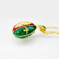 Joyeux Pâques Fleur de Lys Fleur Française Cristal Multicolore Émaillé Œuf Russe Fabergé Bijoux Collier Pendentif