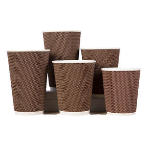 100 Vasos Desechables Negros Ondulados de Doble Pared para Café para Llevar, Vasos de Cartón de 360 ml y 12 Onzas para Servir Café - Product Image 3