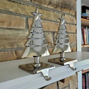 Shiny Nickel Plating Brass Christmas Tree <b>Stocking</b> <b>Holder</b> - Product Image 1