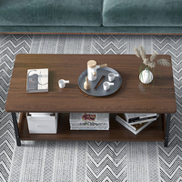 Salon moderne à deux étages en fer forgé et bois table à thé café KC-T0695
