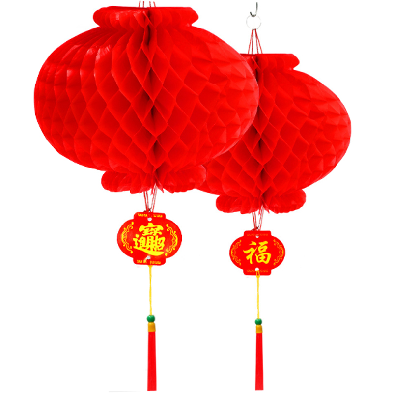 Chinese Outdoor Waterproof Honeycombs Red Plastic Lantern for Spring Festival Events Christmas Holiday Wedding Decoration