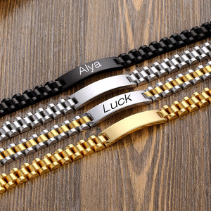 Nom personnalisé vélo chaîne en acier inoxydable <span class=keywords><strong>Bracelet</strong></span> bricolage personnalisé gravure mal oeil bleu nom noir hommes <span class=keywords><strong>Bracelet</strong></span> - Product Image 2