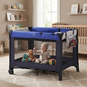 <span class=keywords><strong>Cuna</strong></span> de Metal Plegable Moderna y Lujosa para Bebé, <span class=keywords><strong>Cuna</strong></span> Multifuncional Portátil, Corralito Ajustable para Dormitorio y Sala de Estar - Product Image 5