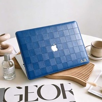 Étui rigide en cuir à carreaux marron imprimé léopard Yihe pour MacBook Air 2022 A2681 Macbook Pro