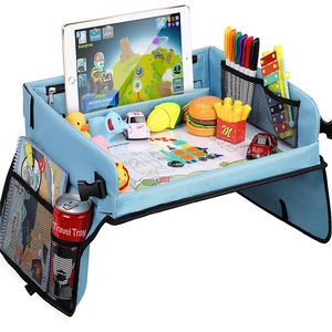 Cochecito de coche plegable con asiento trasero para niños, bandeja de viaje de almacenamiento esencial con tablero de borrado seco, mesa de asiento de coche, bandeja de viaje de escritorio - Product Image 1