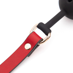 Bozo de silicona para adultos con orificios, negro y rojo, ajustable para entrenamiento - Product Image 5