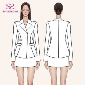Custom Kleding Fabrikanten Logo Officiële Pak Dames Jas Split Rok Twee 2 Delige Witte Vrouwen Kantoor <span class=keywords><strong>Blazer</strong></span> Pakken - Product Image 1