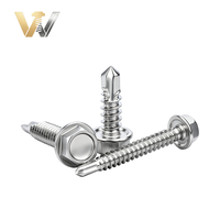 Vis autoperceuses en acier inoxydable 410 Wanlida avec tête hexagonale et rondelle, plaquées zinc noir, pour tôles métalliques