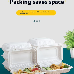 Boîte à hamburger jetable de style américain, boîte de pique-nique pliable avec compartiments, en plastique PP carré, personnalisable - Product Image 5