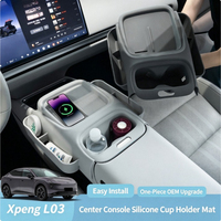Pour Xpeng MONA L03 Tapis de console centrale intégré en silicone avec porte-gobelet et poche latérale, couleur d'origine, accessoire intérieur pour véhicule électrique