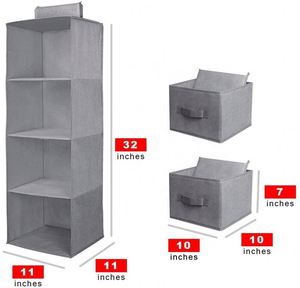 Closet Hanging <b>Shelves</b> Organizer, Collapsible Hanging Closet Organizer with Drawers for Sock, Clothes, Bra, Toys - Product Image 2