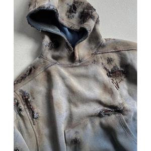 Sudadera con Capucha Oversize de Invierno para Hombre, Estampado Personalizado OEM de Alta Calidad, Estilo Vintage Desgastado con Efecto Ácido y Agujeros, Pullover - Product Image 2