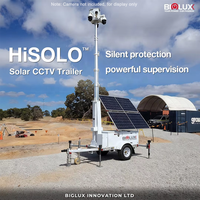 Caméra de surveillance solaire HiSOLO sur remorque avec mât de 7 m et norme américaine pour la surveillance de chantier
