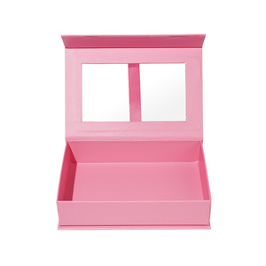 Boîte cadeau rose personnalisée avec fenêtre transparente et ruban, boîte d'emballage rigide magnétique pour cosmétiques et cadeaux - Product Image 4