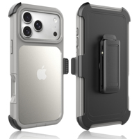 Étui de téléphone robuste en TPU+PC acrylique antichoc pour iPhone 18 Pro Max et iPhone 17 Pro Max avec clip de ceinture