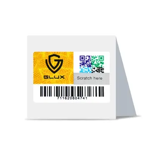 Custom logo security Anti-Counterfeit authentic label sticker with unique code number covered by scratch off coating