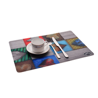 Napperons imprimés RNPT en PVC, coins arrondis, motif botanique beige, napperons de table en plastique pour restaurants et hôtels