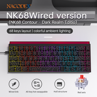 Clavier de jeu mécanique filaire Ajazz NK68 avec rétroéclairage RVB, touches ergonomiques, disposition anglaise pour PC, ordinateur portable, joueurs