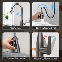 Nouvelle Arrivée Robinet Mélangeur Facile à Installer avec Douchette Extensible en Acier Inoxydable 201 pour Évier de Salle de Bain et Cuisine