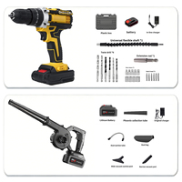 Kit d'outils électriques Source Power polyvalent pour multiples applications ; Perceuse sans fil et souffleur d'air de haute qualité, boîte à outils à batterie lithium