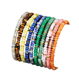 สร้อยข้อมือหินอัญมณีสีเขียวบำบัดธรรมชาติสำหรับทุกเพศสร้อยข้อมือคริสตัลคริสตัลแบบยืดได้สำหรับทุกเพศ - Product Image 2