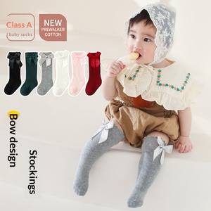 Calcetines para Bebé Niña, Calentadores de Piernas, Calcetines de Algodón para Recién Nacidos con Lazo de Terciopelo, Calcetines de Invierno para Niños, Calcetines hasta la Rodilla - Product Image 4