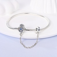 Bracelet à breloques perlé SA Jewelry, multi-styles, Hamsa, croix, chaîne serpent, pour femme, usage quotidien, cadeau, en alliage de cuivre plaqué argent 925