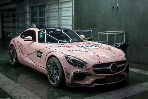 Kit de carrosserie en Fiber de carbone de Style R pour Benz AMG GTS, lèvre avant, jupes latérales de diffuseur arrière - Product Image 4