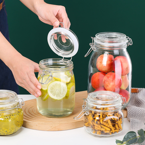 Thiết Kế Châu Âu Rõ Ràng Thủy Tinh Thực Phẩm Lưu Trữ Jar Thép Không Gỉ Clasp 1000Ml Con Dấu Cho Nhà Bếp Hiện Đại Phong Cách Lưu Trữ <span class=keywords><strong>Container</strong></span> - Product Image 5