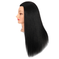 Tête de mannequin d'entraînement pour coiffure avec cheveux humains 100% naturels de 16 pouces, pouvant être permanentés et décolorés pour la pratique en salon