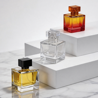 Atomiseur en verre transparent personnalisé pour sérum, cosmétiques et parfums, format carré, 30ml, 50ml, 100ml, avec impression de marque privée