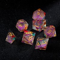 Ensemble de dés DND Purple Galaxy Liquid Core, 7 pièces, dés polyédriques en résine faits à la main pour les jeux de rôle sur table Dungeons & Dragons