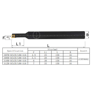 Portautensili per tornitura interna SCLCR03/06 con gambo ridotto, utensile per alesatura S0804/0805/0806/1004/1205H/K/M-SCLCR/SCLCL03 04 per inserti CCMT06 - Product Image 2